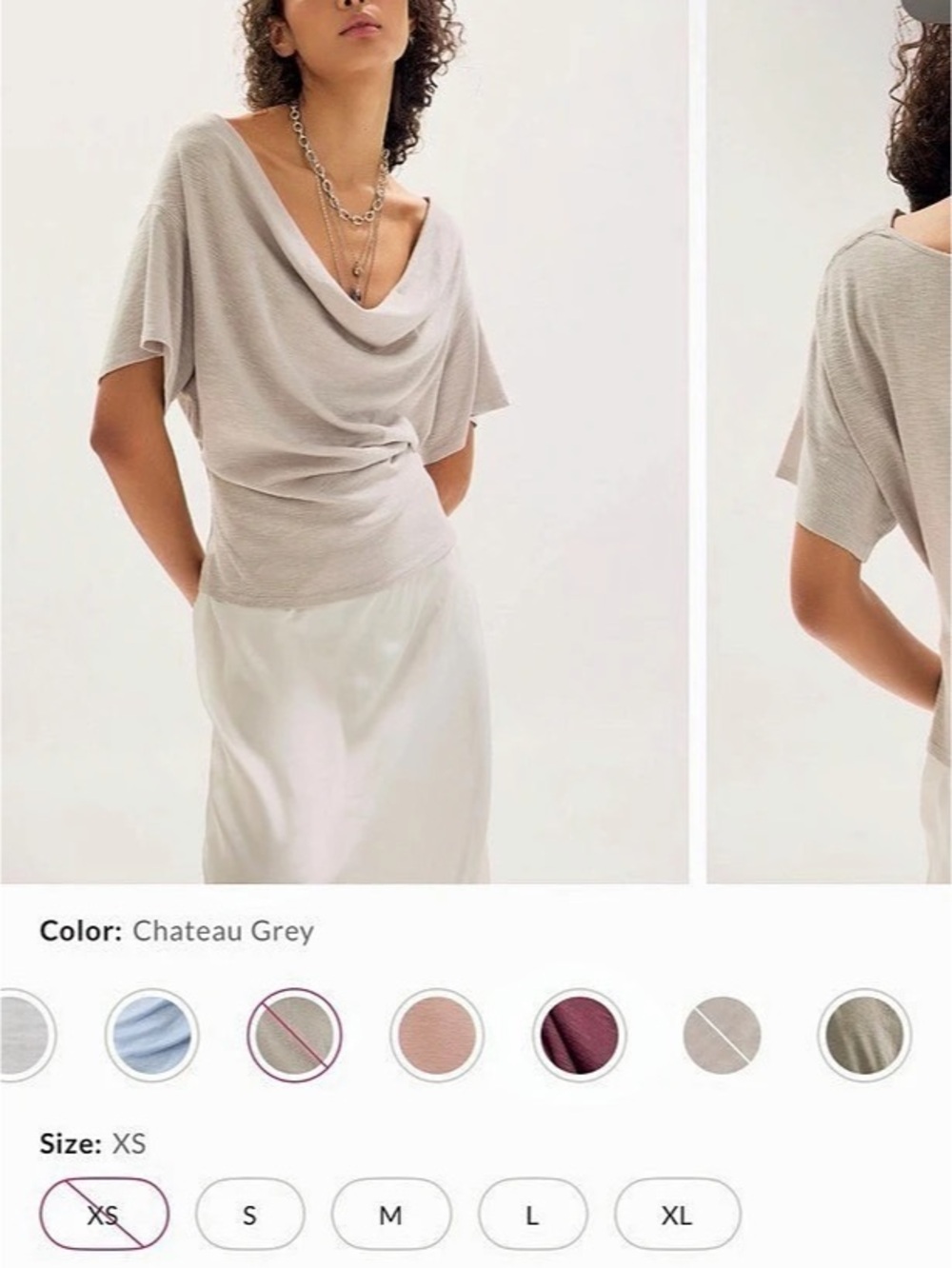 We The Free Tinsley Waterfall Cowl-Neck Top XS